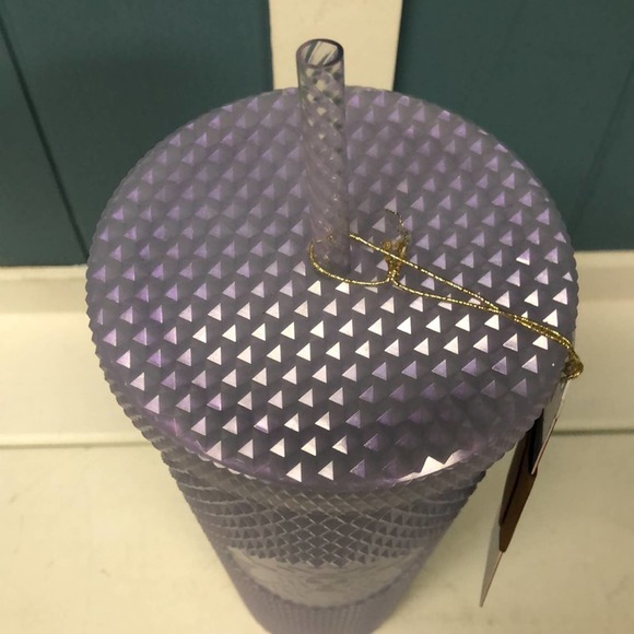 Starbucks 2021 Holiday Icy lilac Bling Studded Cold Cup Tumbler 24oz NEW + - Picture 3 of 6